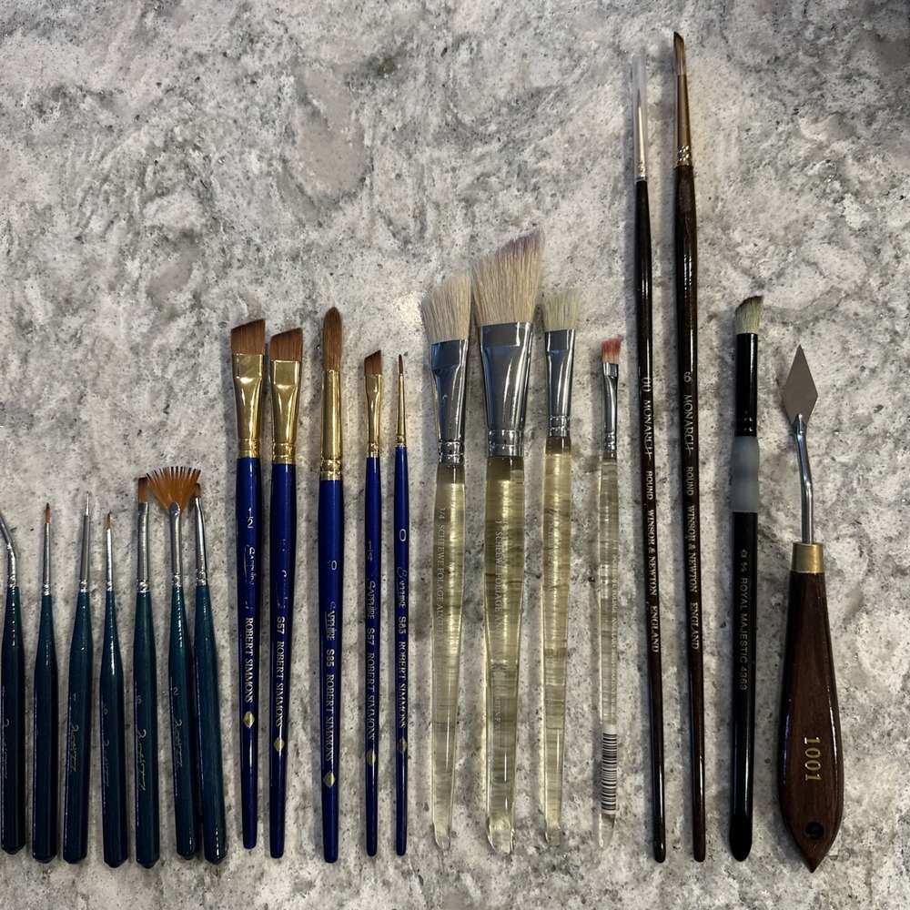 Lot Of Vintage Oil Paint Brushes 40 Winsor & Newton Robert Simmons Master Touch - Picture 2 of 16